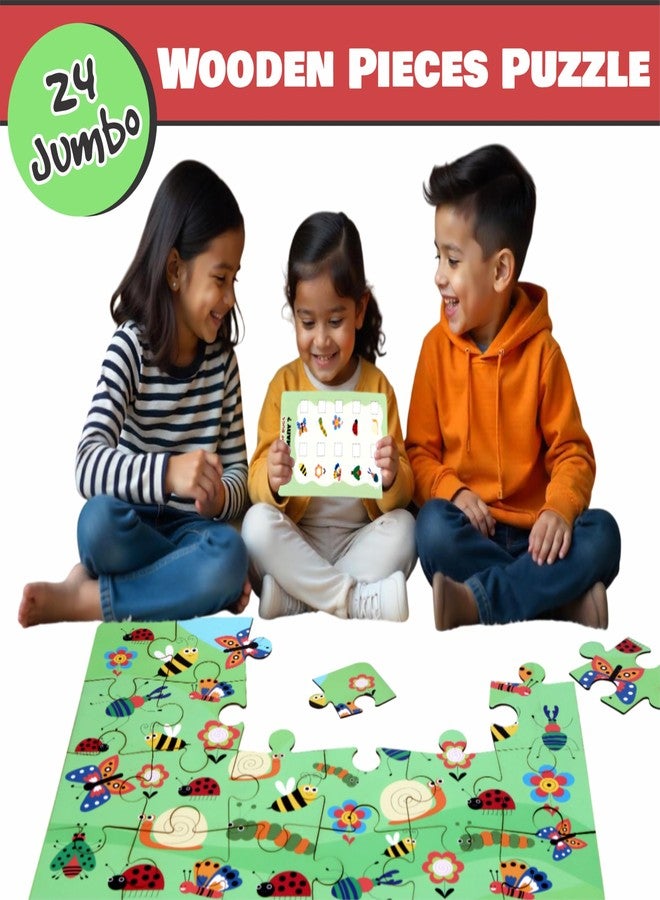 BRAIN BASKET World of Bugs & Insects Floor Puzzle | Wooden Jigsaw Puzzle for Kids | Fun Facts Animal Riddles, Educational Toys, Gifts for Boys & Girls Ages 4+ Years Puzzle and Scrabble Game for Kids - Image 2